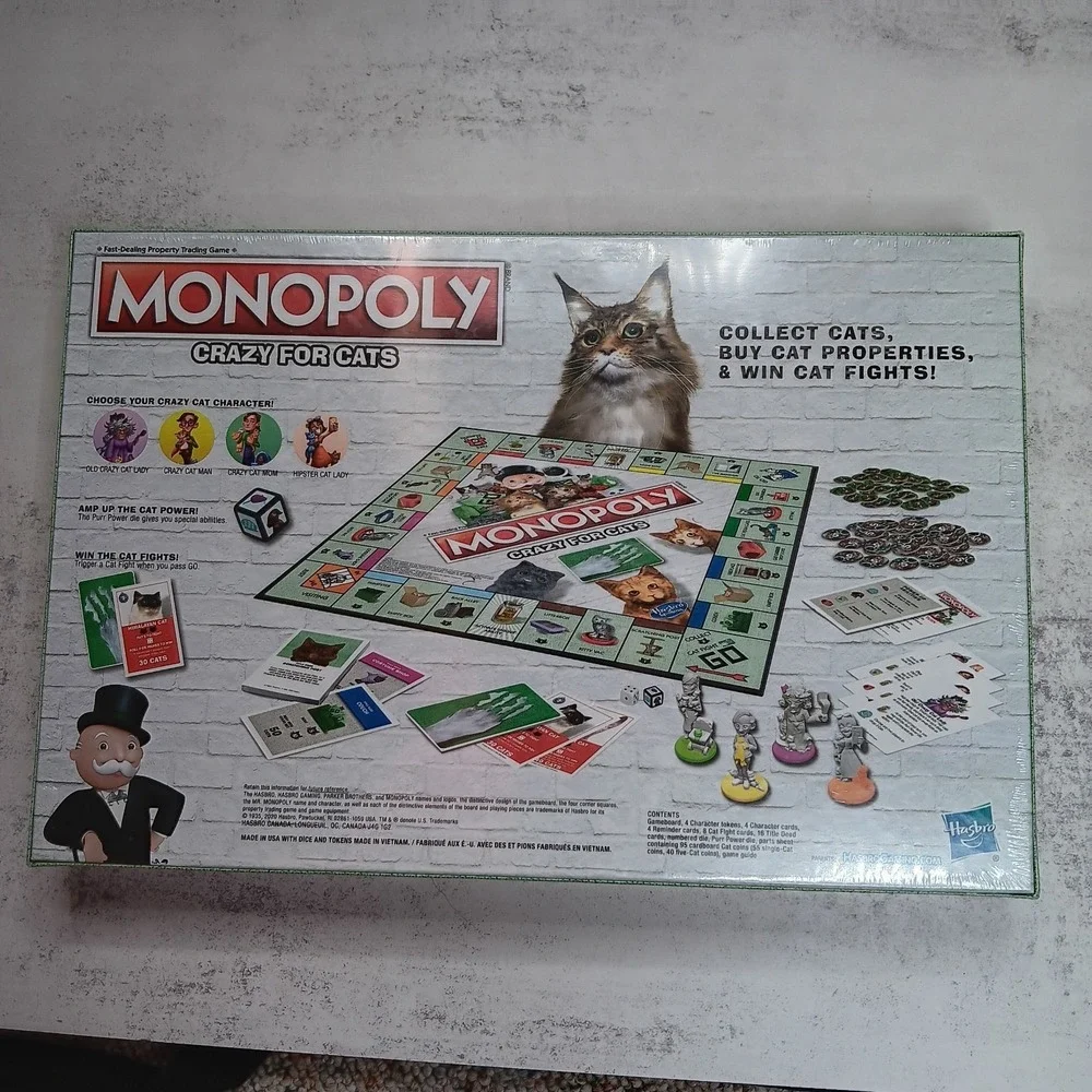Monopoly Crazy for Cats Pet Edition Board Game Hasbro E9675 Ages 8+ New